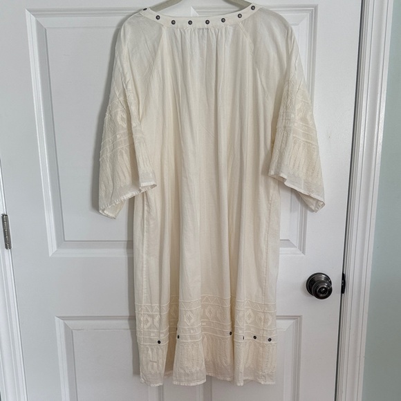 Sundance Cream V-Neck Dress with Button Accents -Bohemian style- Midi Length - Picture 5 of 5